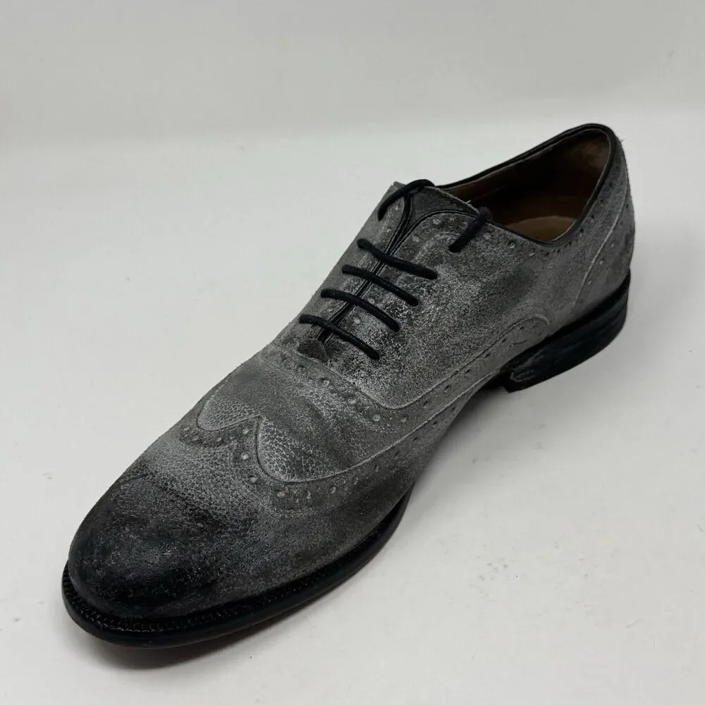 John Varvatos Sid Oxford Dress Shoes Mens 12 M Gray Leather Wingtip Brogue
